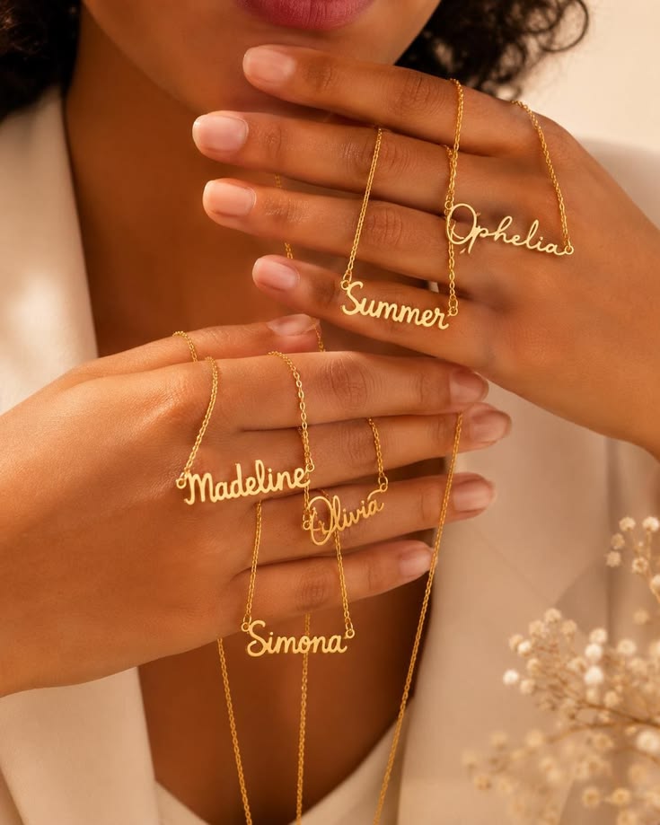 Personalized gold name necklaces
